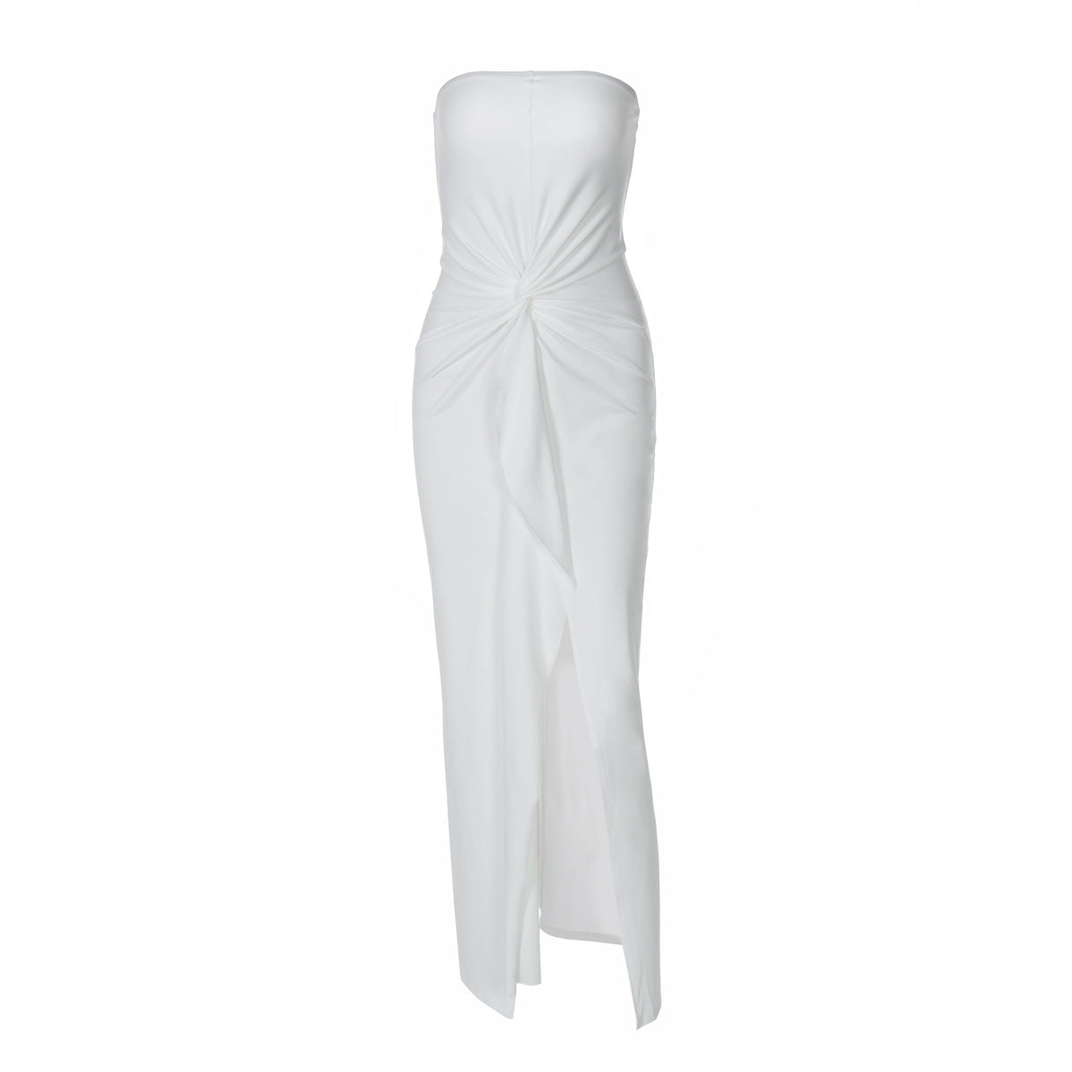 Vestido tubo de color liso, plisado y ajustado
