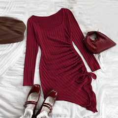 Simple Pure Dress  All Matching Sheath Wine Red Dress