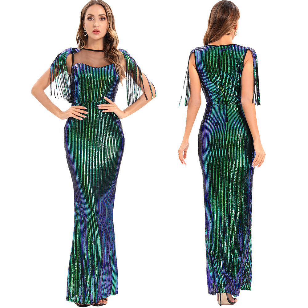 Vestido verde retro para fiesta de noche
