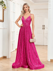 Vestido de noche con lentejuelas y espalda descubierta, escote en V profundo, vestido de dama de honor, vestido formal para fiesta, cóctel