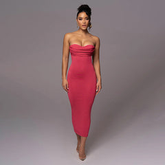 Elegant Slim Fit Sheath Dress Sling Pockets Collar Backless