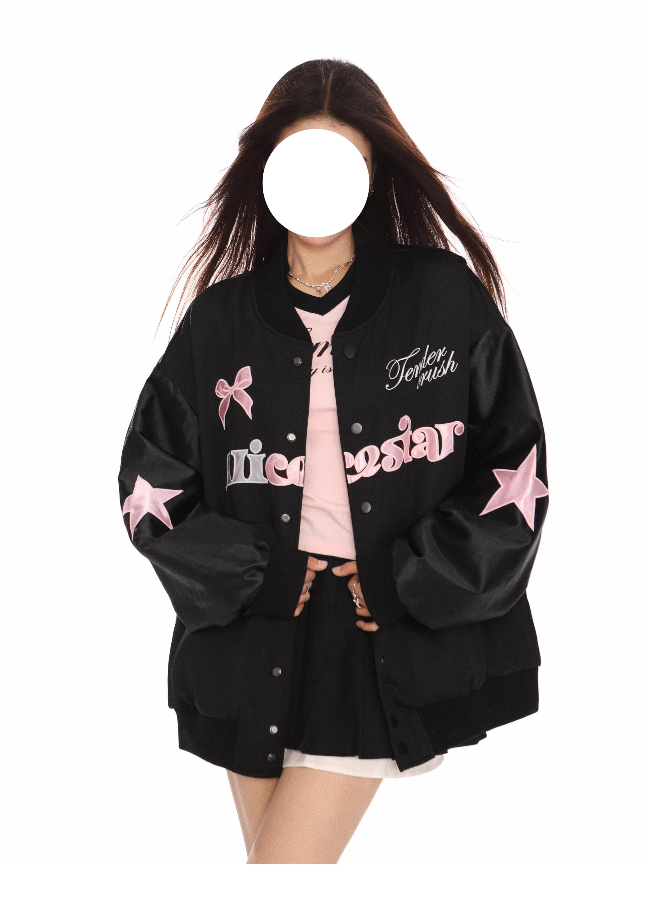 Butterfly Embroidered Baseball Jacket