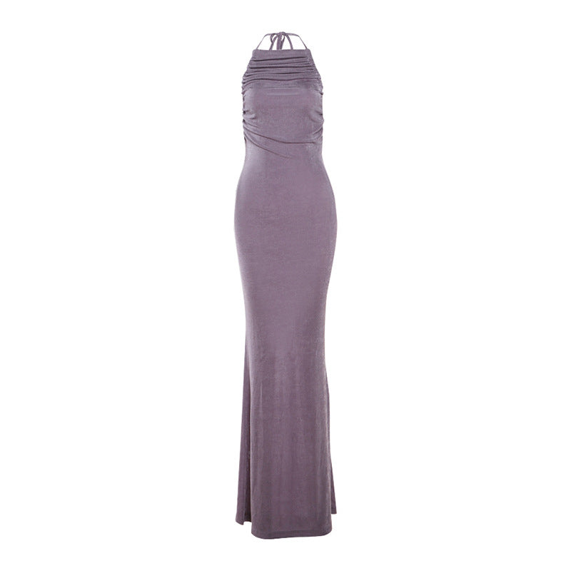 French Lightly Mature Backless Maxi Dress Elegant Tied Slim Fit Dress AmiEmi French Lightly Mature Backless Maxi Dress Elegant Tied Slim Fit Dress AmiEmi