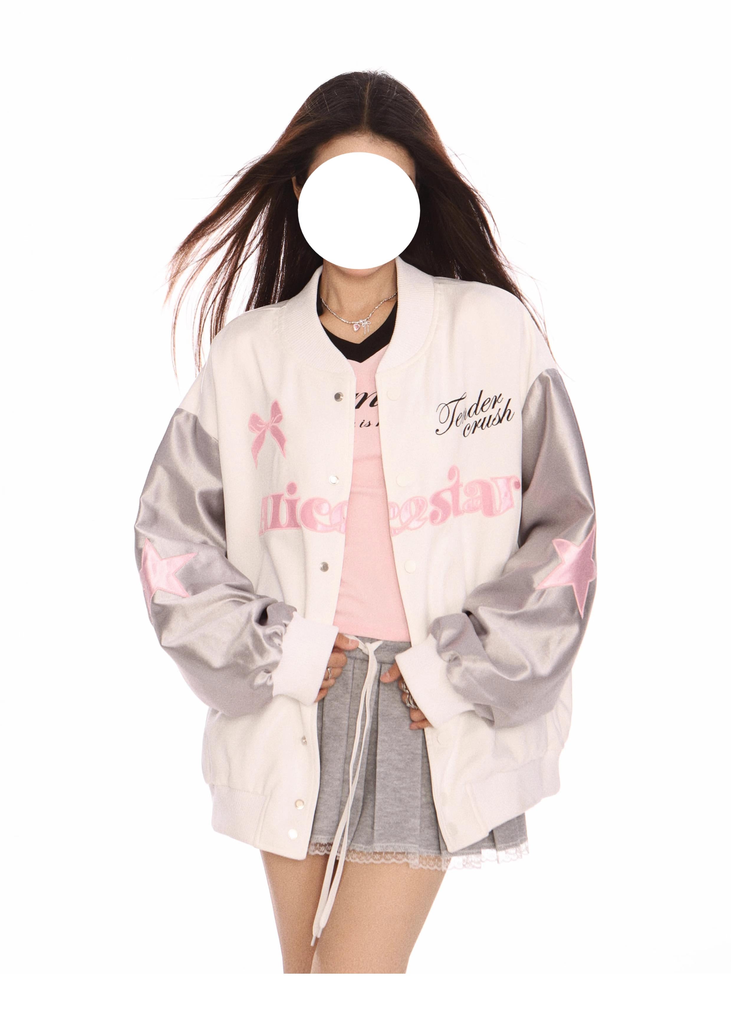 Butterfly Embroidered Baseball Jacket
