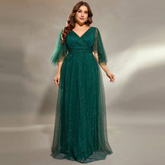 Vestido de noche de cóctel, trajes de coro, talla grande, vestido largo de presentador solista, verde