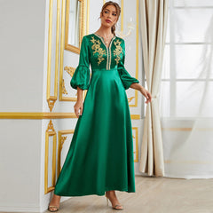 Middle East Muslim Party Gathering Applique Dress Gown