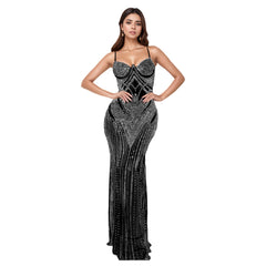 Wear Sleeveless Sheath Rhinestone Strap Slim Fit Dress