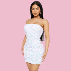 Wear Tube Top Hip Dress Socialite Sequ Dress