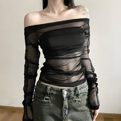 Schulterfreies Mesh-Top