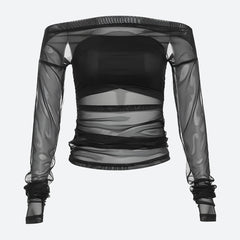 Schulterfreies Mesh-Top