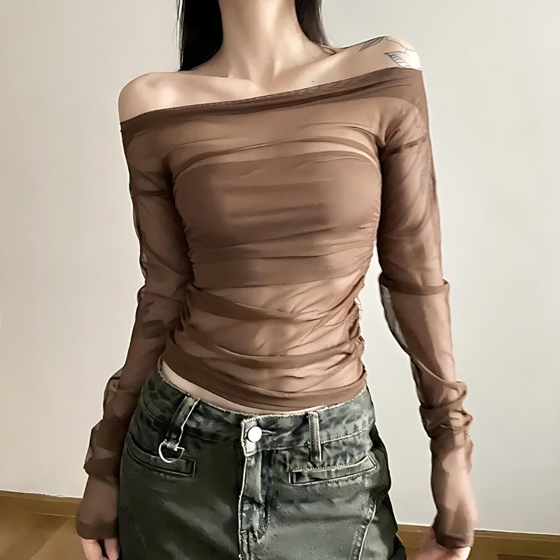Schulterfreies Mesh-Top
