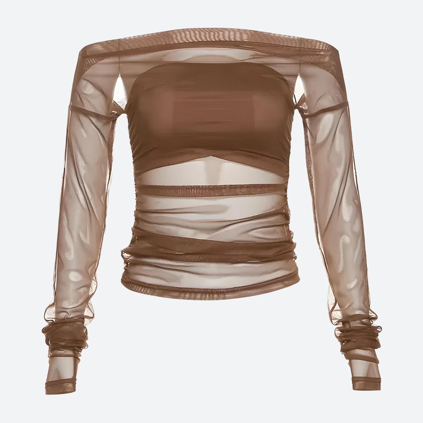 Schulterfreies Mesh-Top