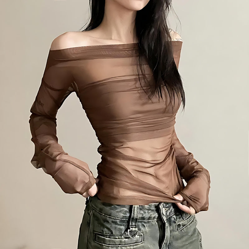 Schulterfreies Mesh-Top