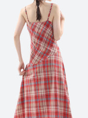 Kariertes Midikleid aus Spitze