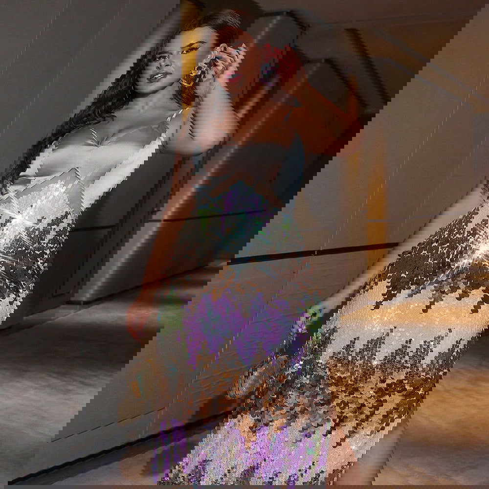 Plus SizeElegant Dress Plump Girls Slim Fit Sequined Stitching Cocktail Evening Dress