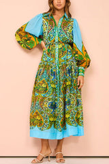 Printed Cardigan Lace up Large Swing Collared Long Sleeve Amplified craft