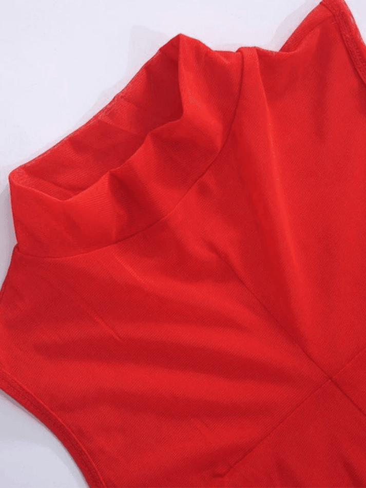 Rotes kurzes Tanktop aus Netzstoff