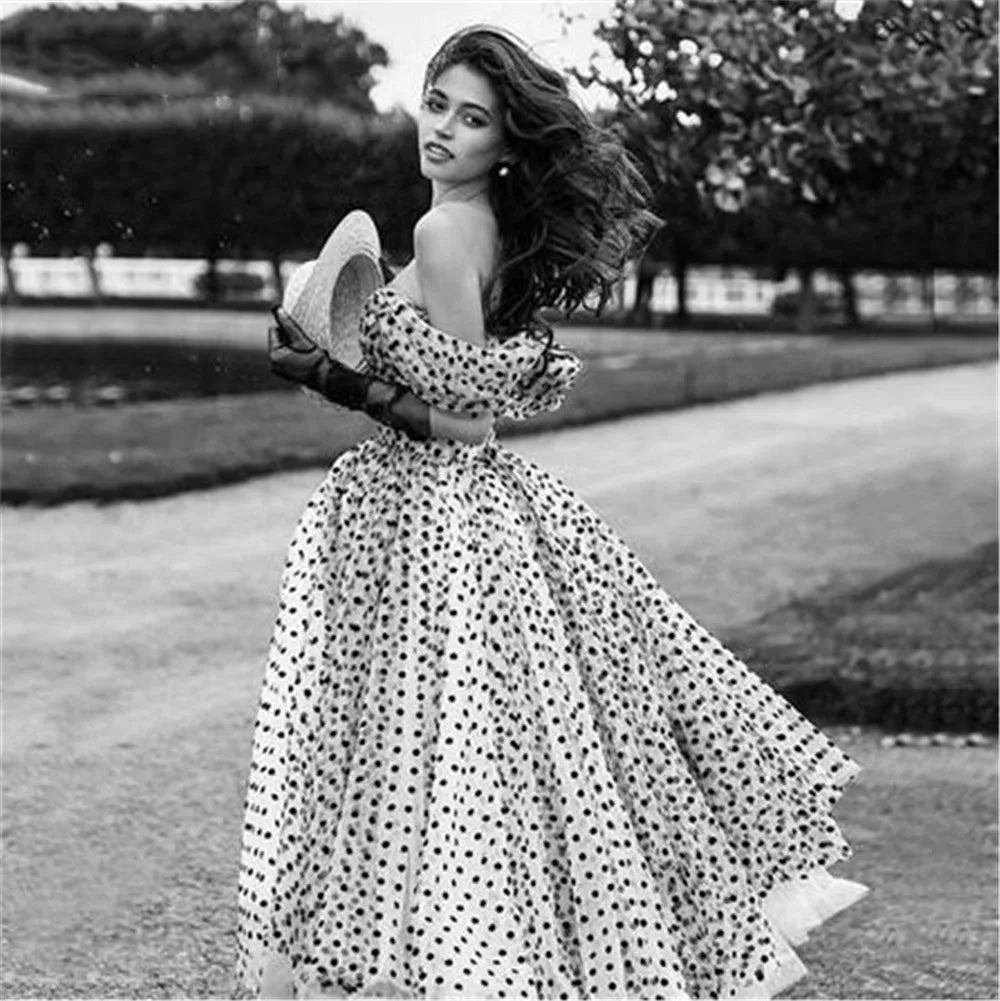 Black Polka Dot Tulle Gown