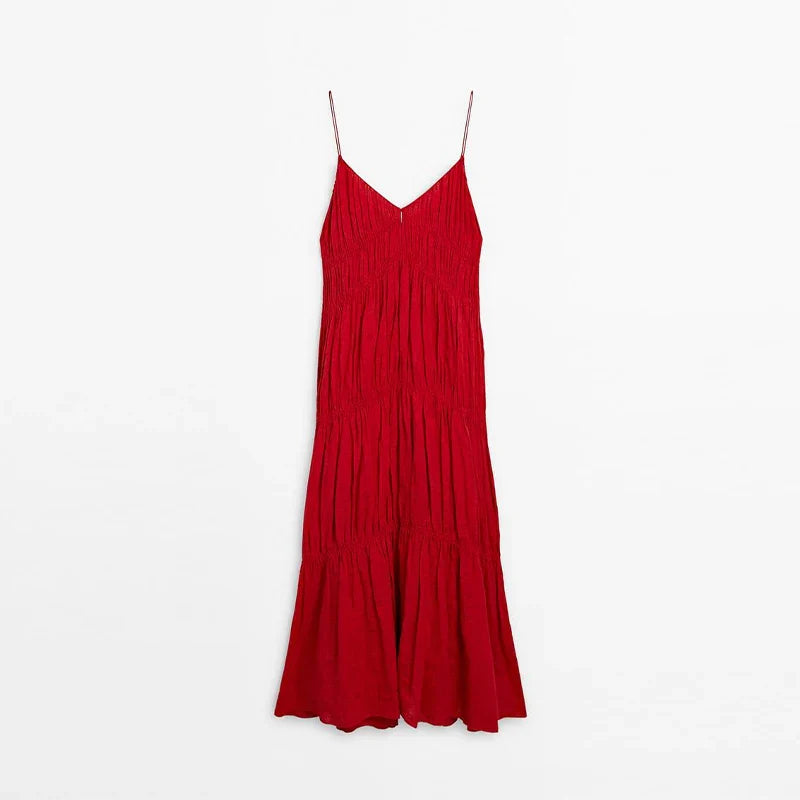 Sling A-line Sleeveless Deep V-neck Dress