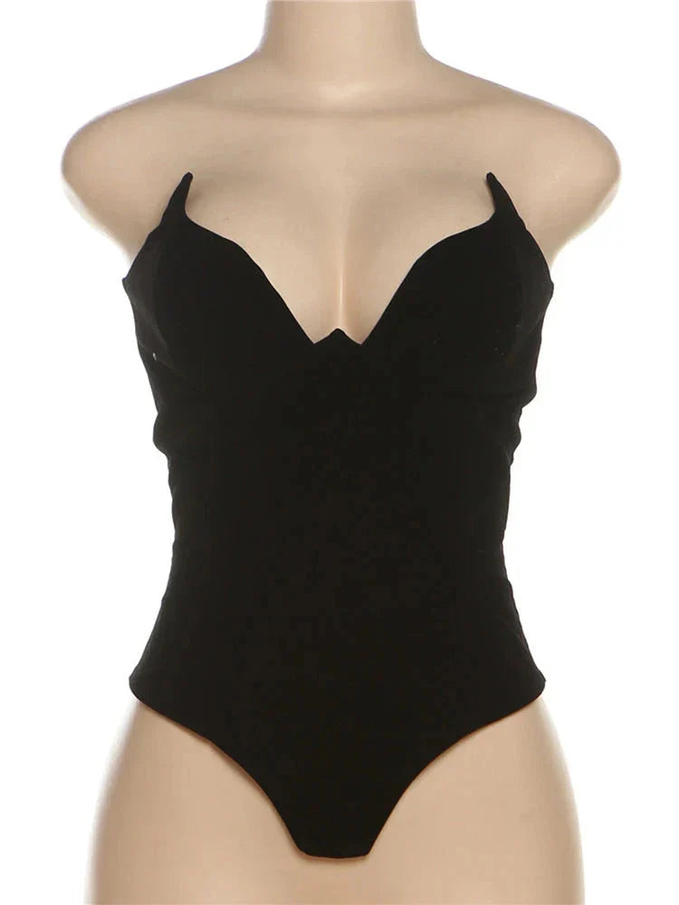 Solid Strapless Low Neck Bodysuit