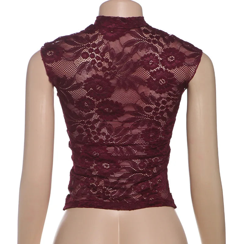 Hollow Out Printed Patchwork Tank Top
