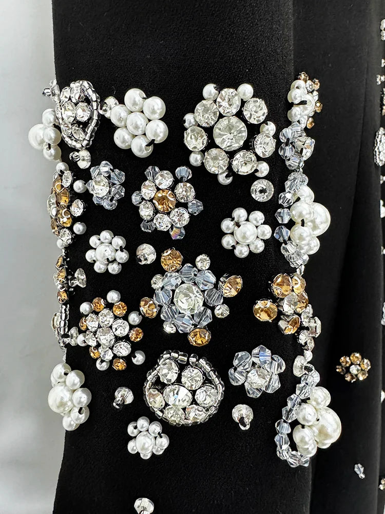 Long Sleeve Luxurious Beaded Maxi Dress
