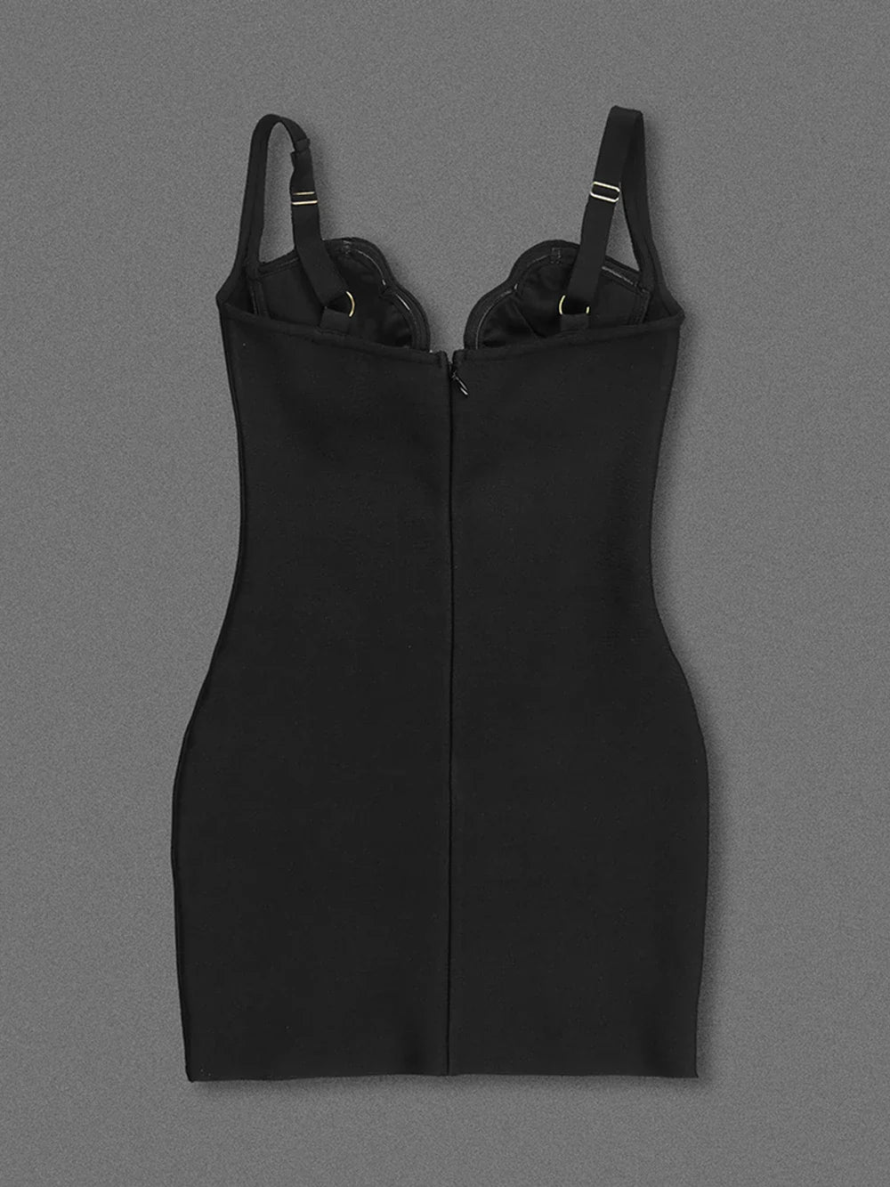 Black Bodycon Deep Cupped Mini Dress