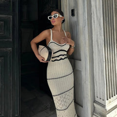 Striped Knit Midi Dress