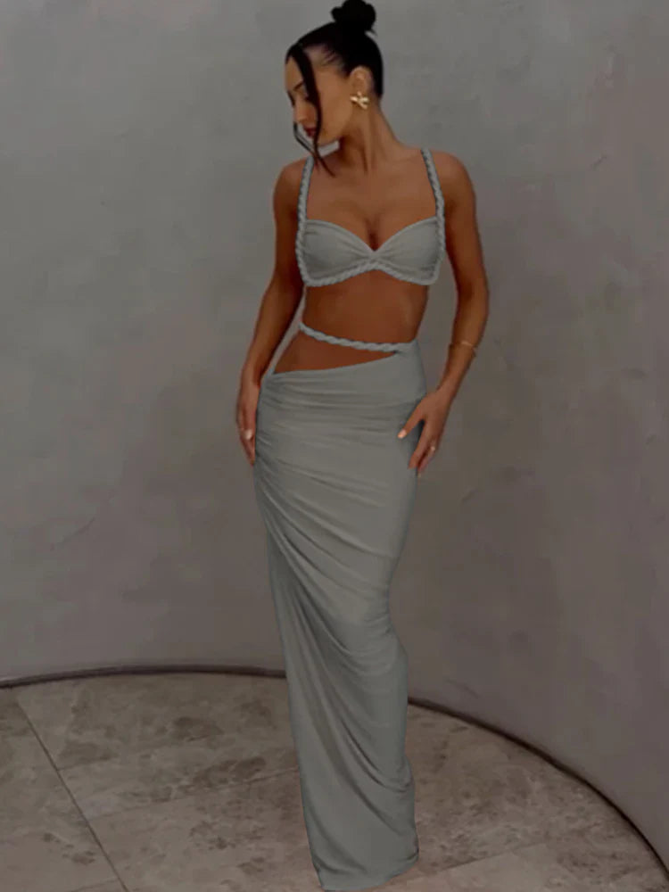 Short Camisole and Ankle-Length Skirt Suit