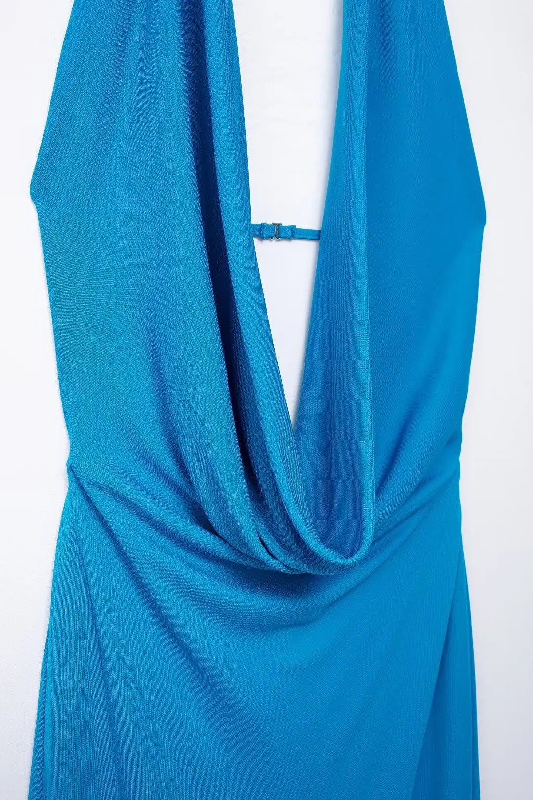 Off Shoulder Folds Hanging Neck Long Dress