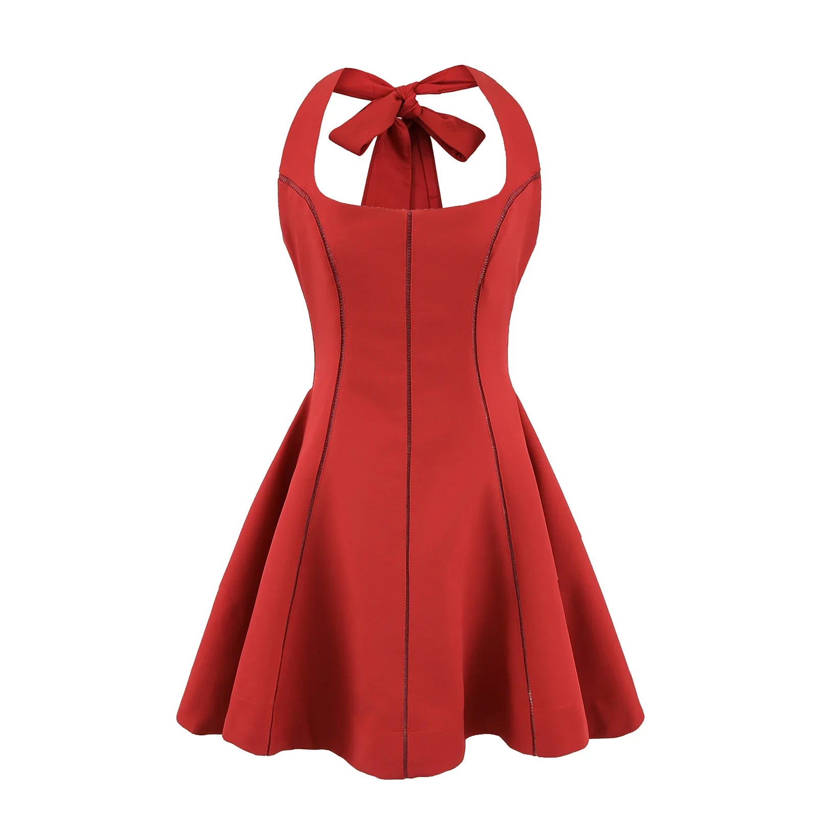 Bow Halter Spliced Ball Gown Backless Dresses