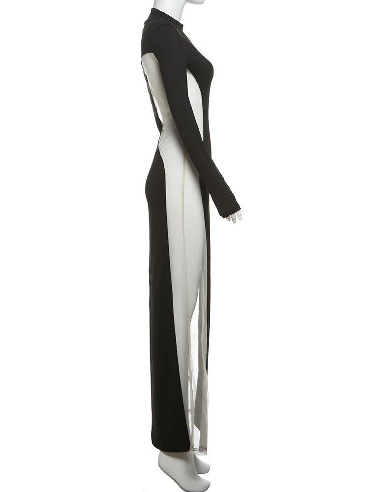Solid Patchwork Black Milk Silk Dress