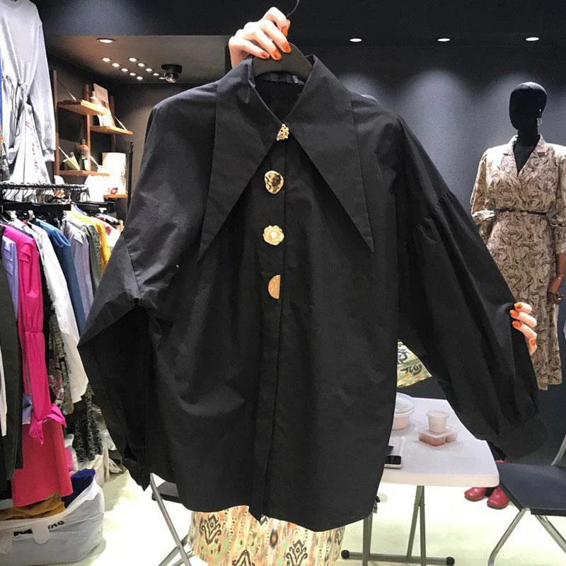 White Shirt With Large Gold Buttons