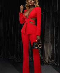 Cut Out Blazer Set