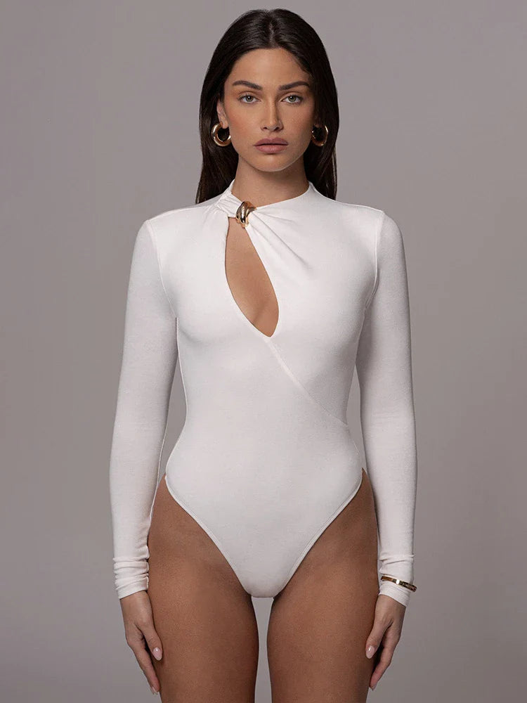 Hollowed Out Long Sleeve Bodysuit
