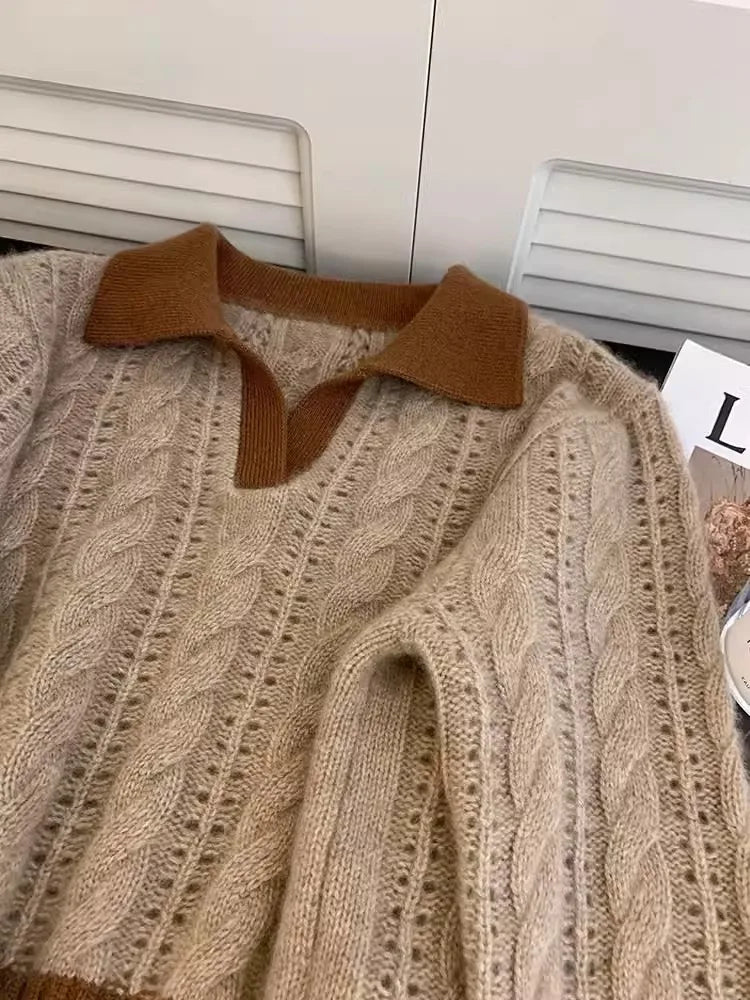 Brown Slouchy Knitwear Jumper