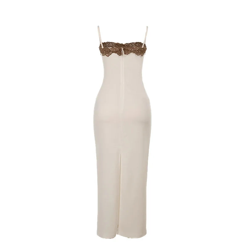 Lace Patchwork Spaghetti Strap Dress