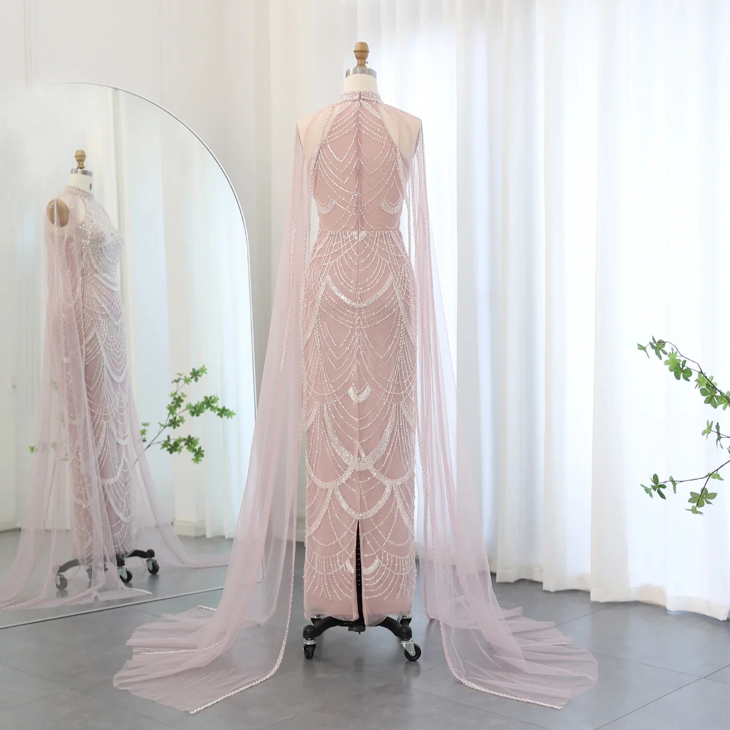 Black Evening Gown with Cape Sleeves