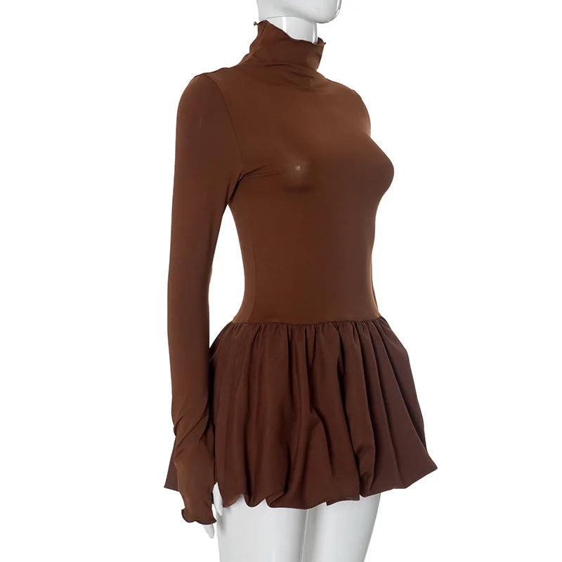 Long Sleeve Turtleneck Bud Mini Dress