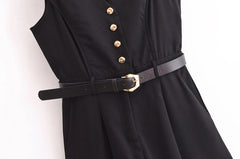 Ärmelloser Jumpsuit mit seitlichem Reißverschluss und Gürtel 