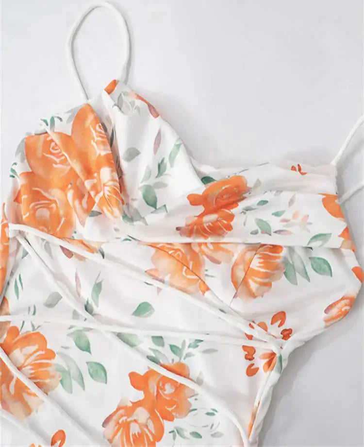Floral Print Spaghetti Strap Long Dress