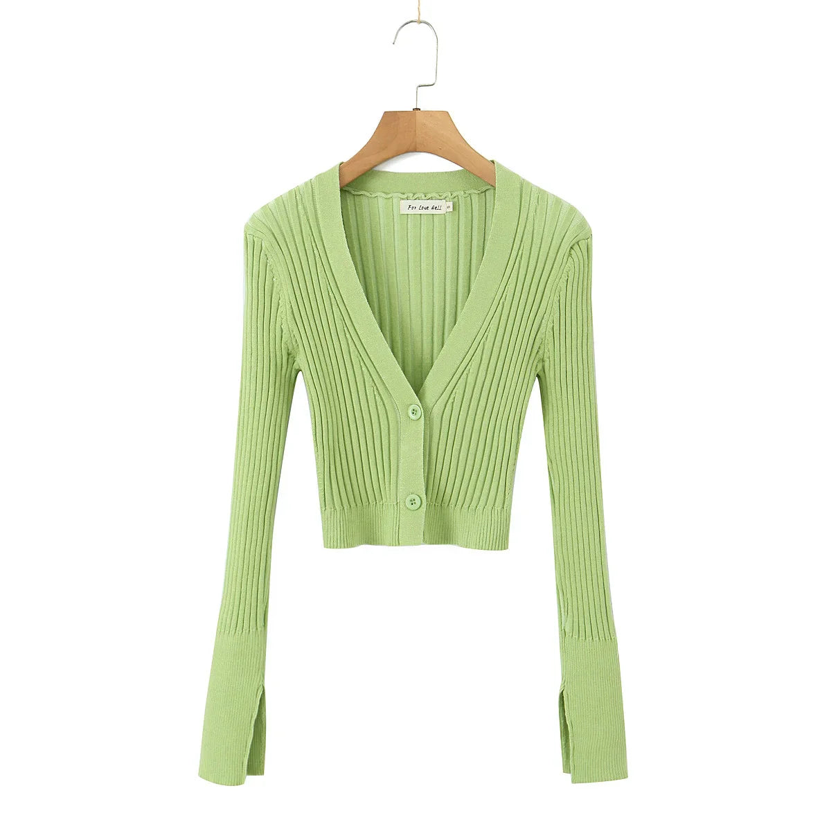 Knitted Straps with Long Sleeve Top And Lace-up Skirt Suit