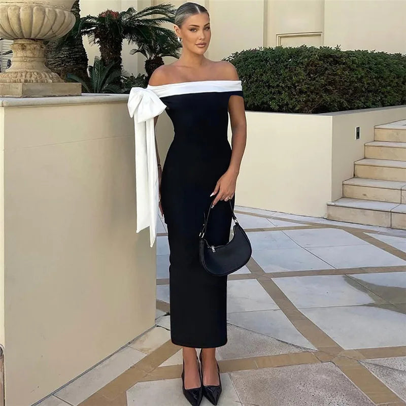Diagonal Collar Backless Lace-Up Dress