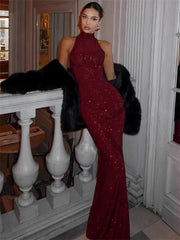 Glitter Sequin Sleeveless Maxi Dress