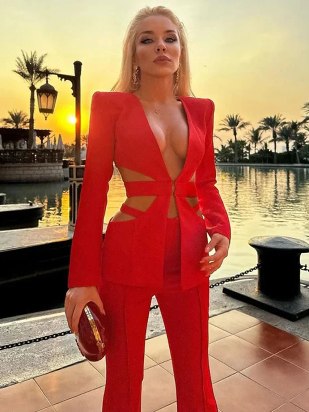 Cut Out Blazer Set
