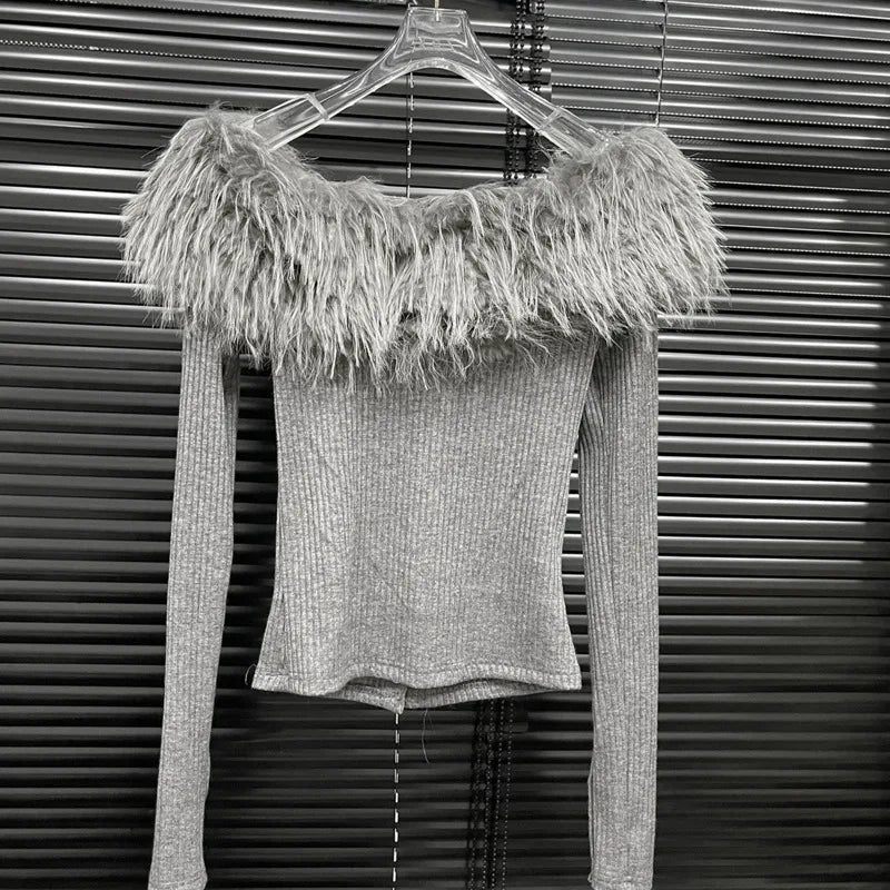 Fur Collar Single Breasted Knitted Sweater