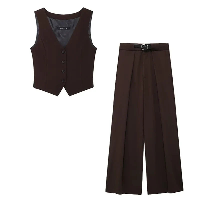 Side Slit Top Pocket Sashes Design Pant Suit