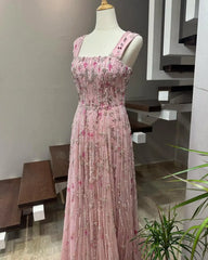 Straps with Gems Sparkling Beaded All Over Ball Dress