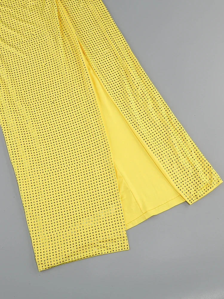 Swinging Collar Crop Tops Long Slit Skirts Suits