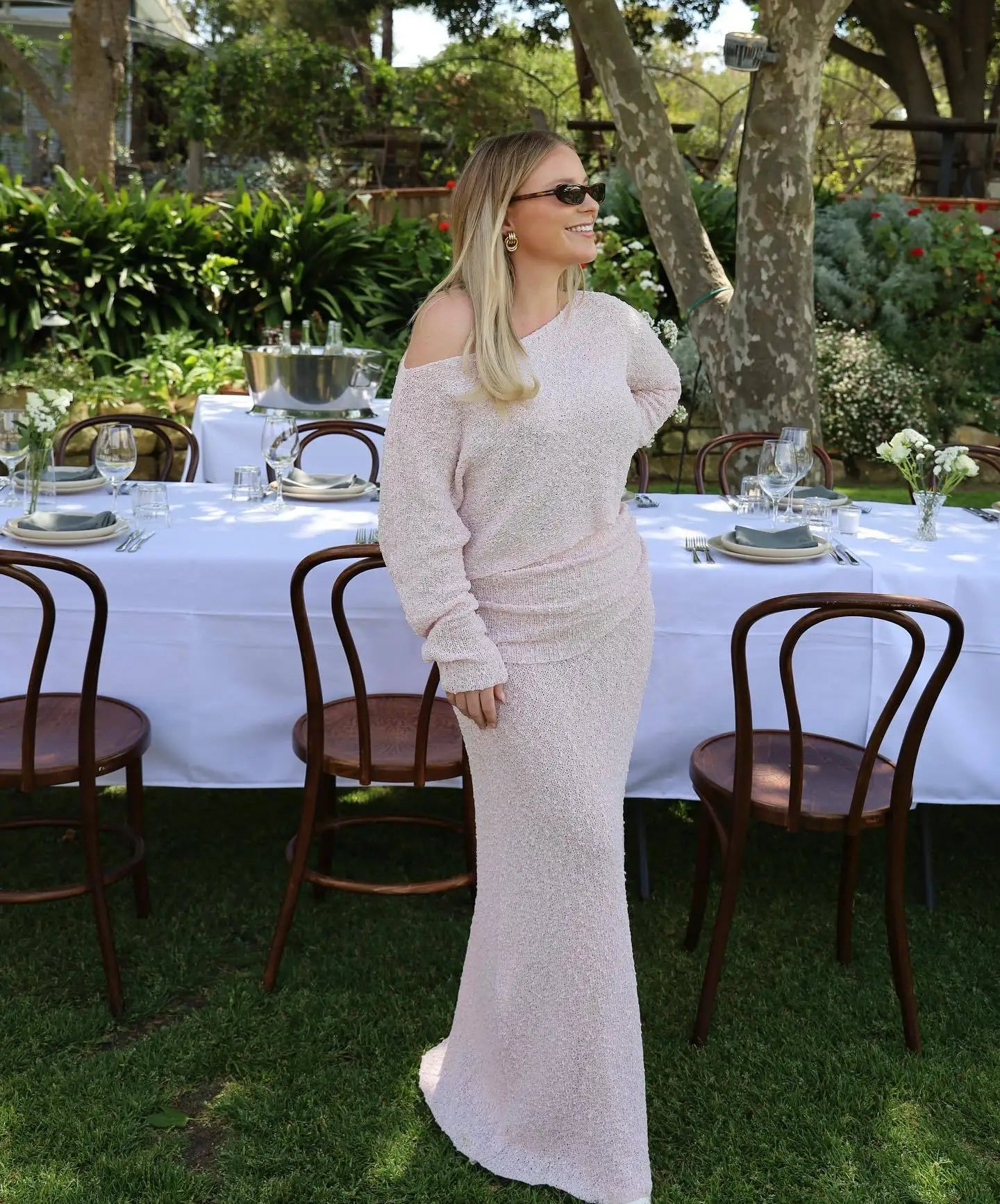 Knit Long Sleeve Top and Maxi Skirt Suit
